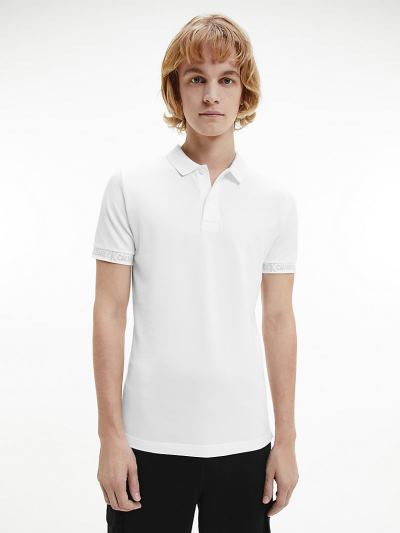 Calvin Klein Ruhák HU277152 | Calvin Klein Slim Logo Cuff Férfi Pólóing Világos Fehér